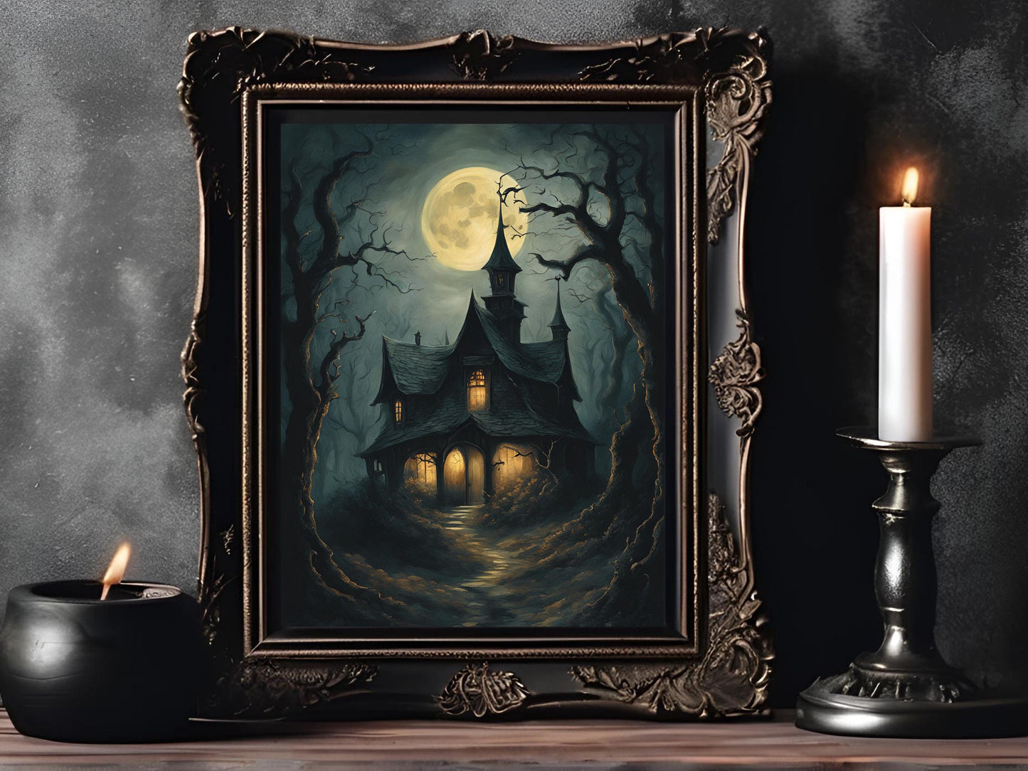 Haunted Castles Art Set, Victorian Gothic Halloween Decor, Dark Academia Digital Prints