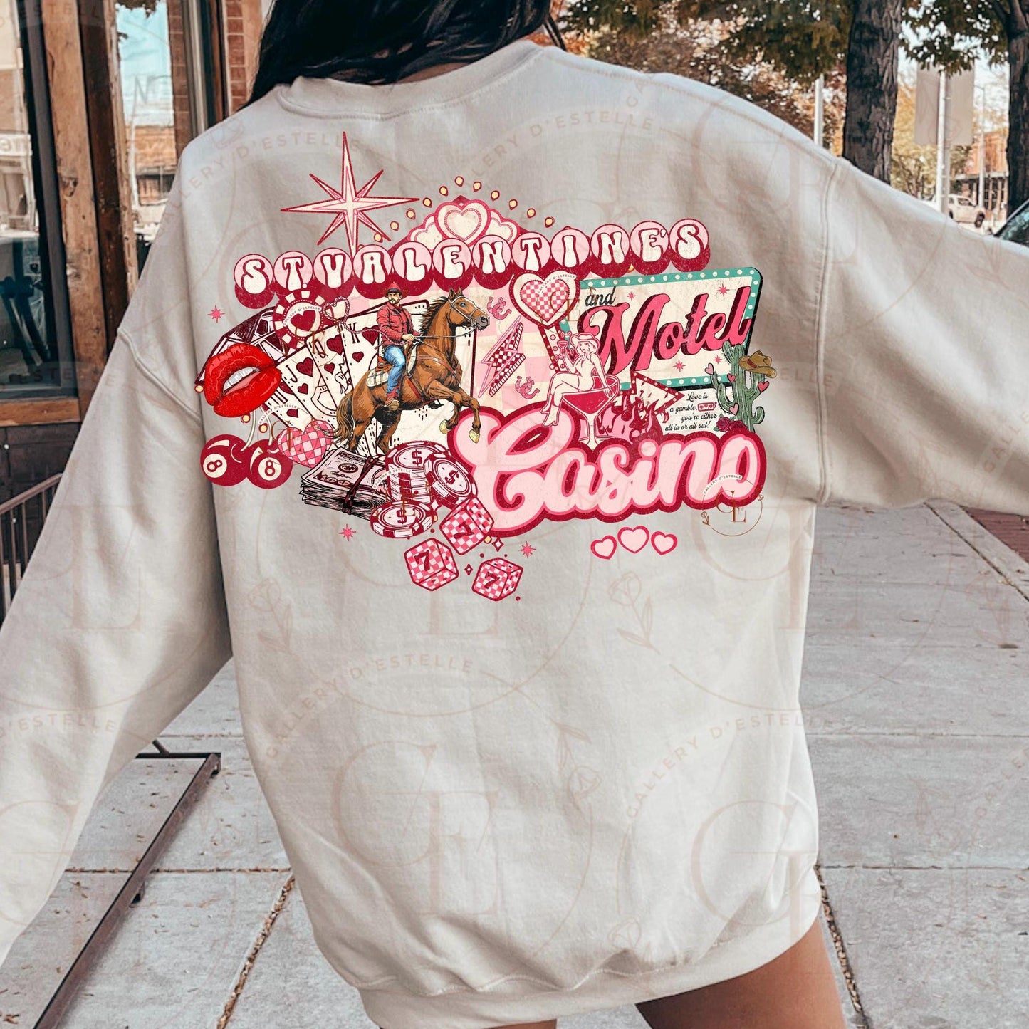 St. Valentines Casino and Motel Western PNG, Retro Vegas Style Collage, Lucky Cowboy Casino Graphic, Edgy Love Shirt Design