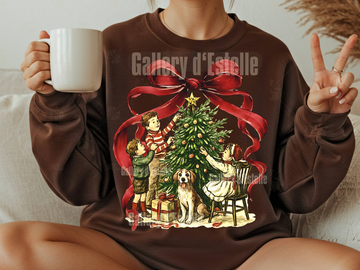 Coquette Retro Christmas PNG, Vintage Holiday Kids Illustration, Nostalgic Festive Shirt Sublimation