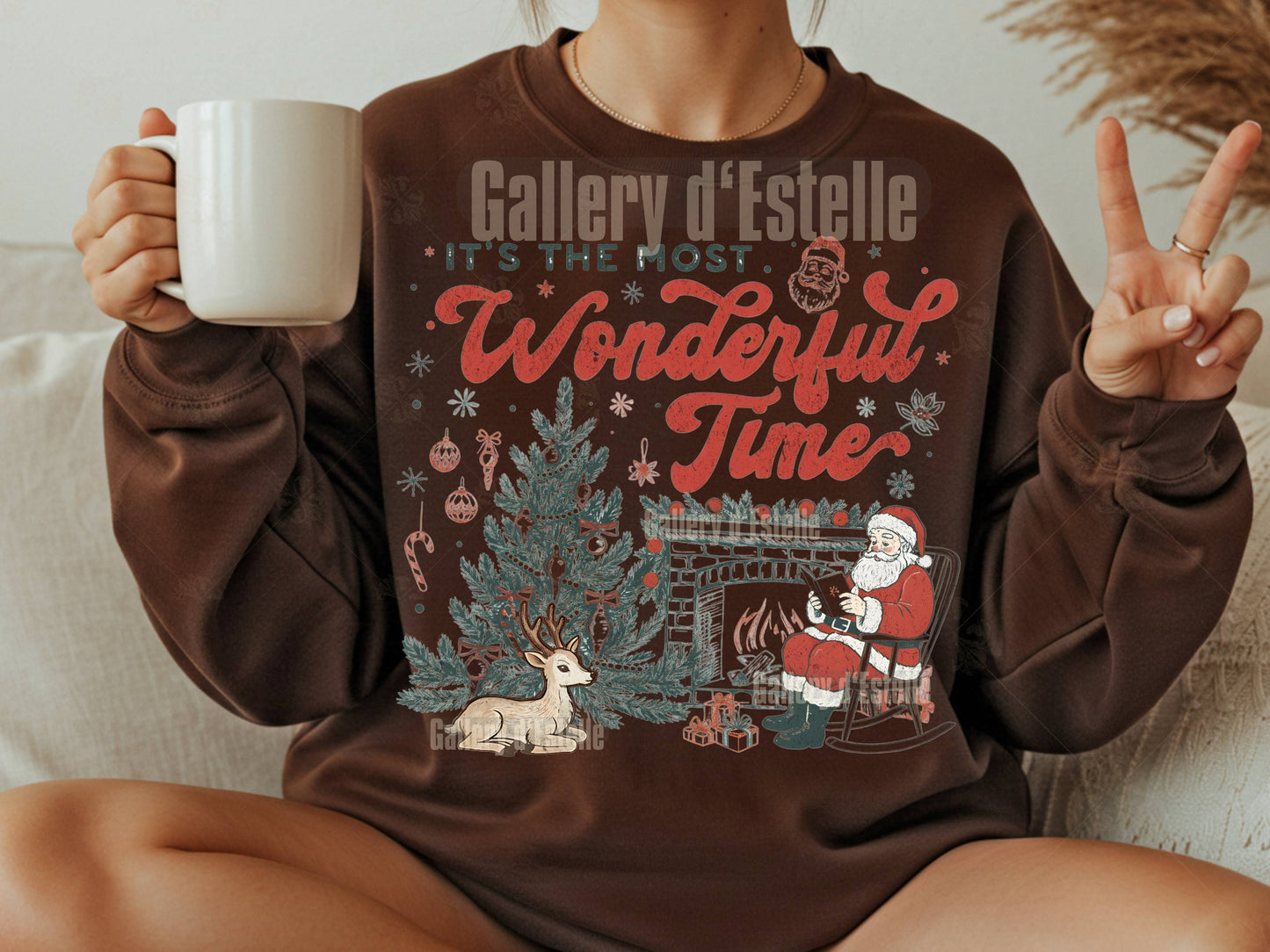 Retro Santa Christmas PNG, The Most Wonderful Time Graphic, Nostalgic Festive Vintage Shirt Design