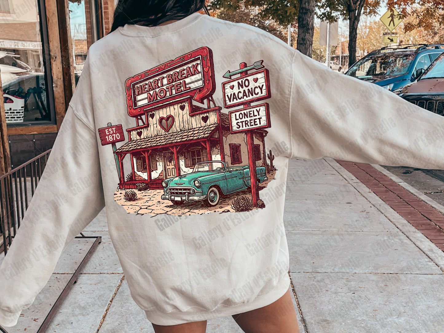 Heart Break Motel PNG, Retro Anti-Valentine Hotel Sign Graphic, Edgy Western Love Shirt Design