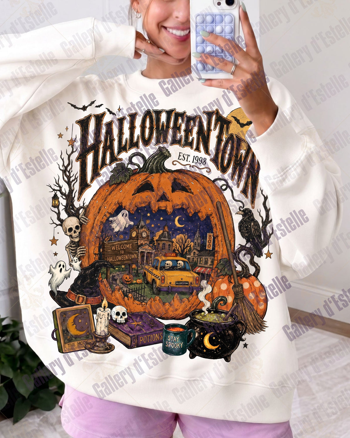 Vintage Halloweentown PNG, Retro Haunted Town Graphic, Spooky Halloween Pumpkin Shirt Design