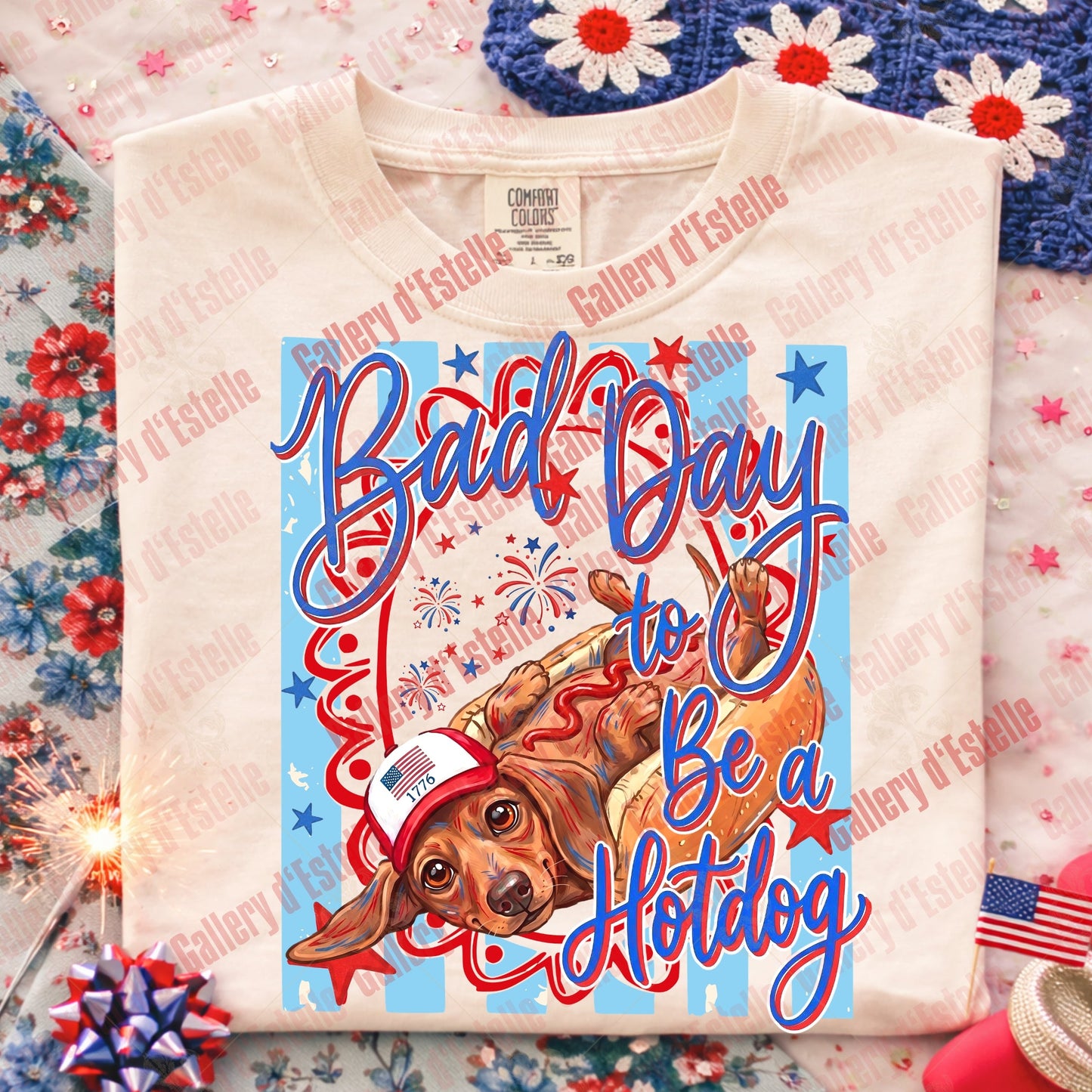 Bad Day to Be a Hotdog PNG, Funny 4th of July Dachshund Design, Patriotic Dog Graphic, Retro Summer Shirt Design