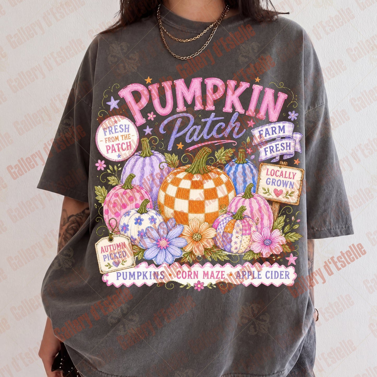Retro Pumpkin Patch PNG, Colorful Autumn Graphic, Coquette Fall Shirt Design