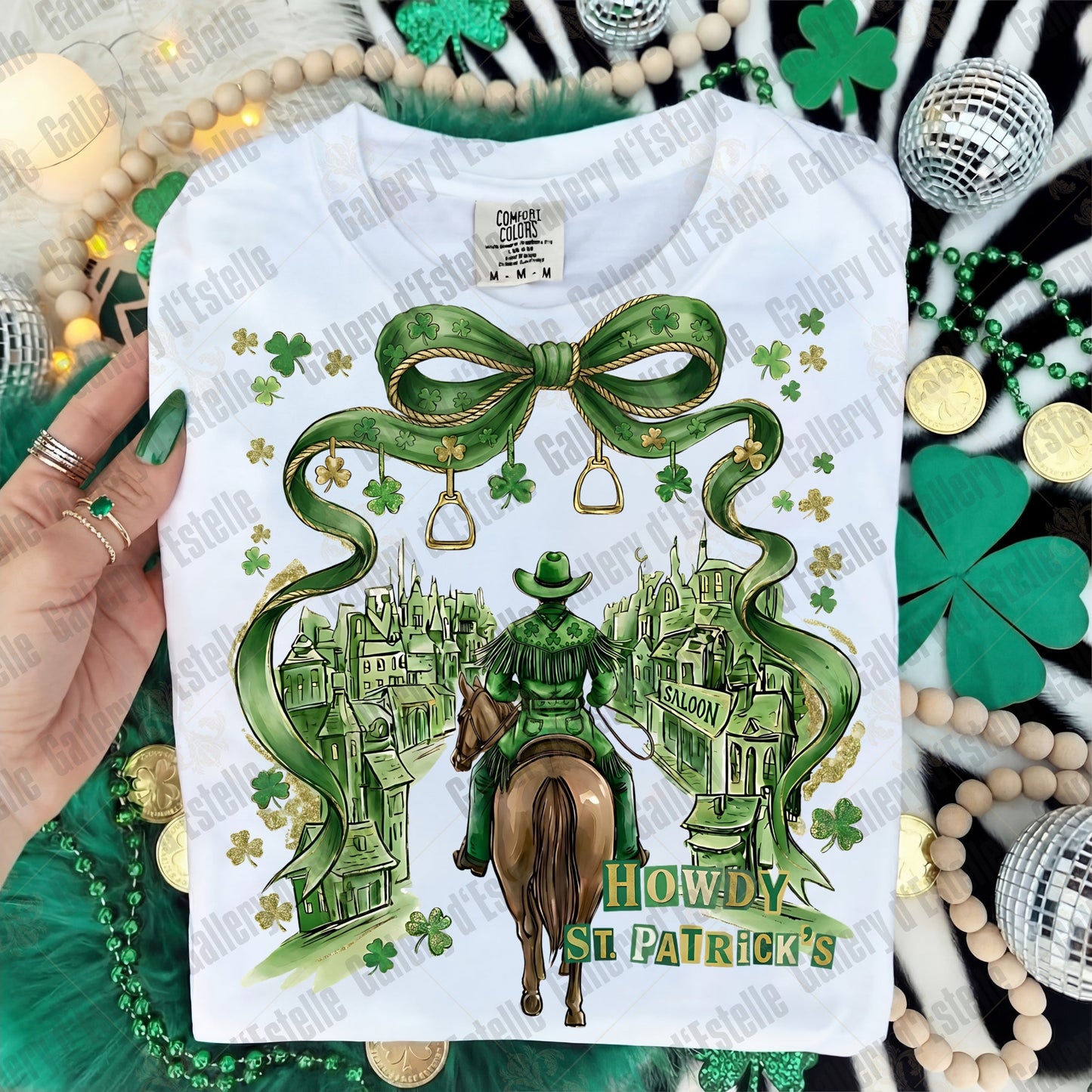 Howdy St Patrick’s Cowboy PNG, Preppy Western Rodeo Art, Coquette Lucky Shirt Design