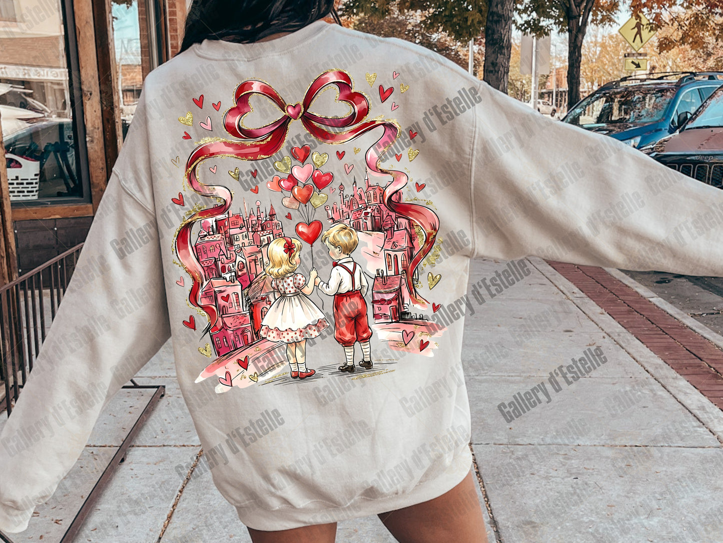 Coquette Valentine Kids PNG, Retro Love Graphic, Preppy Pink Bow Art, Trendy VDay Shirt Design
