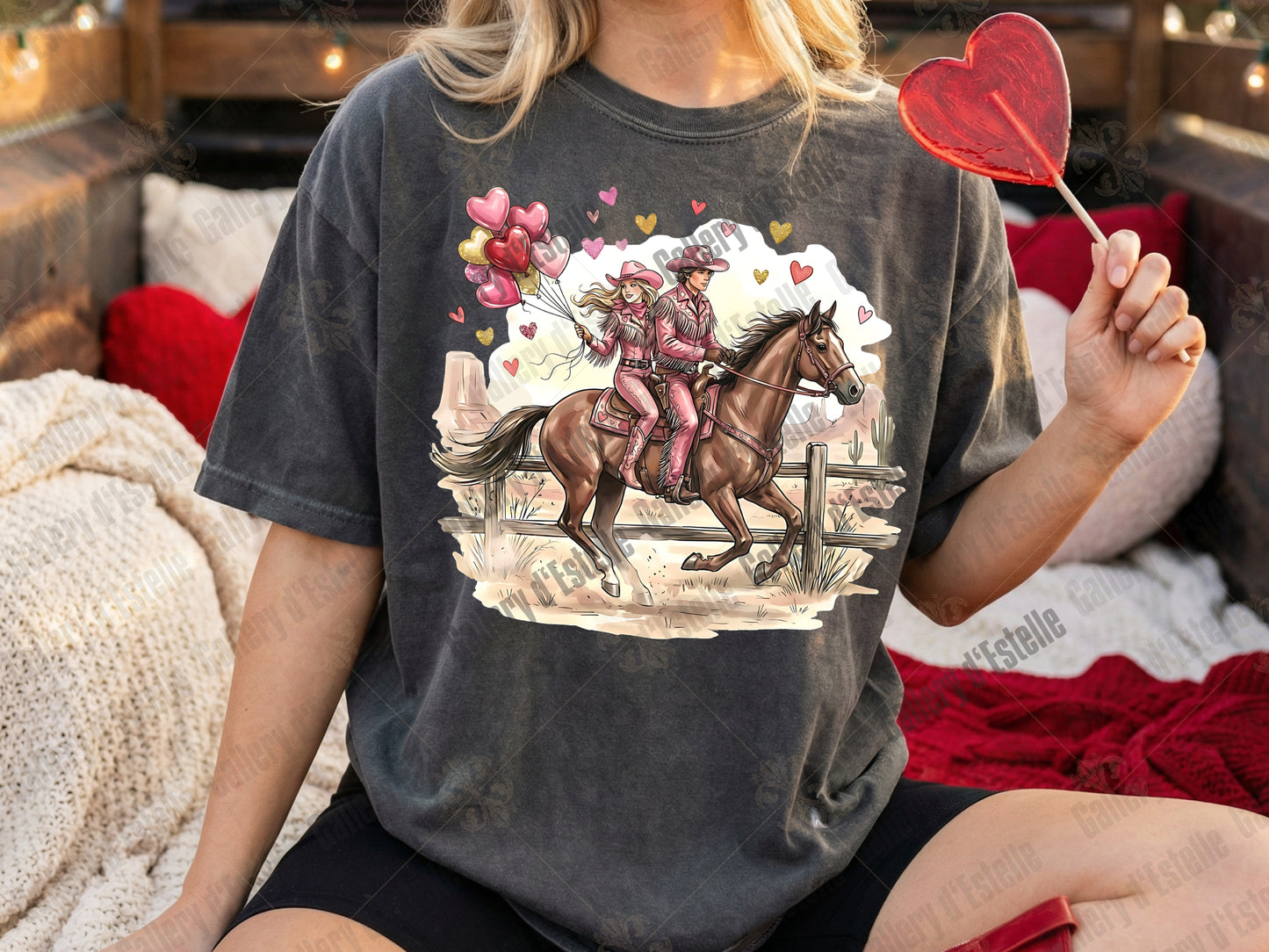Western Valentine PNG, Retro Cowgirl Love Illustration, Preppy Cowboy Rodeo Graphic, Coquette Shirt Design