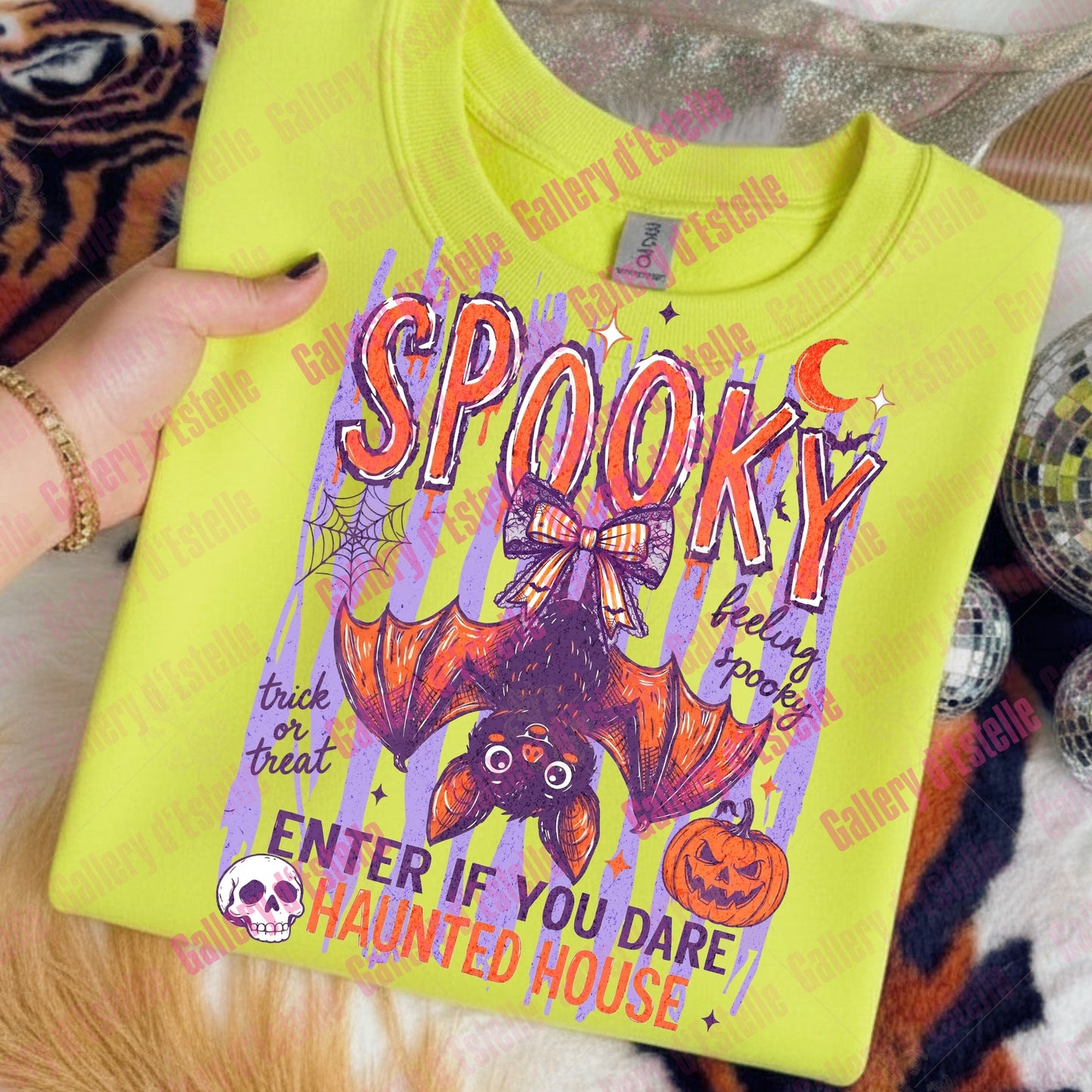 Spooky Bat PNG, Retro Haunted House Graphic, Coquette Halloween Shirt Design