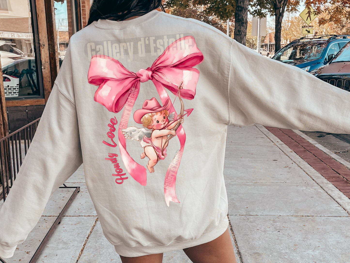 Howdy Love Cupid PNG, Coquette Western Bow Graphic, Retro Valentine Cowboy Art, Preppy Shirt Design