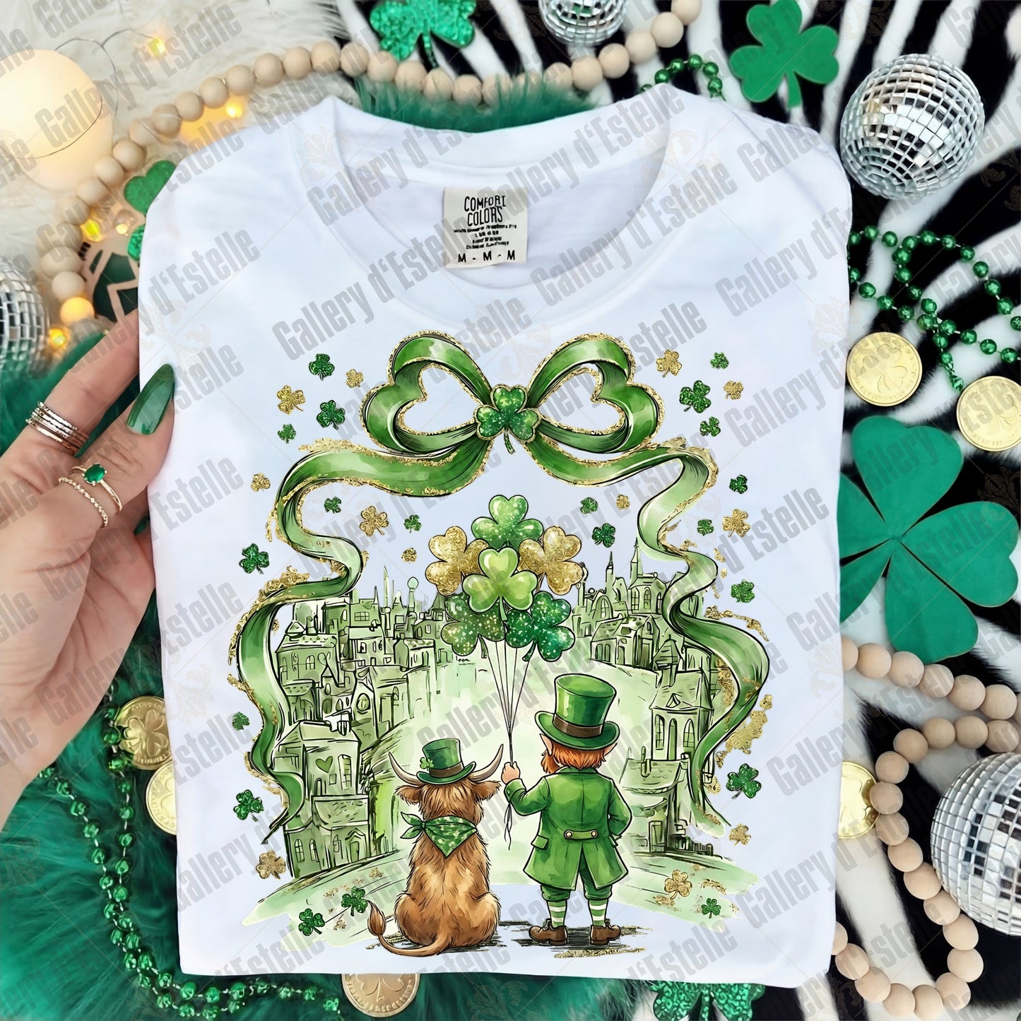 Coquette St Patrick’s Day PNG, Retro Highland Cow Illustration, Lucky Leprechaun Art, Whimsical St Paddy’s Shirt Design