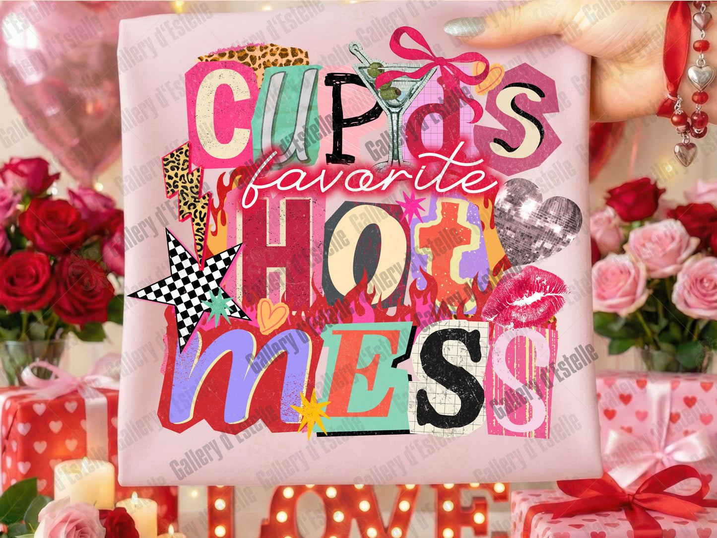 Cupid’s Favorite Hot Mess PNG, Retro Y2K Valentine Collage, Coquette Love Graphic, Edgy VDay Shirt Design