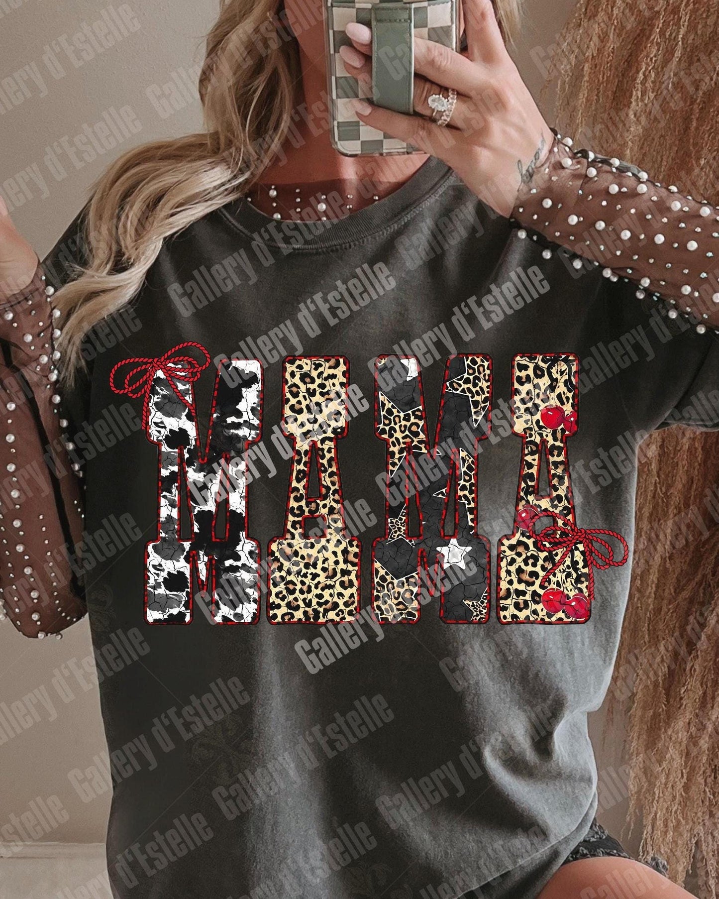Edgy Western Mama PNG, Retro Leopard Cowgirl Graphic, Yallternative Country Mom Shirt Design