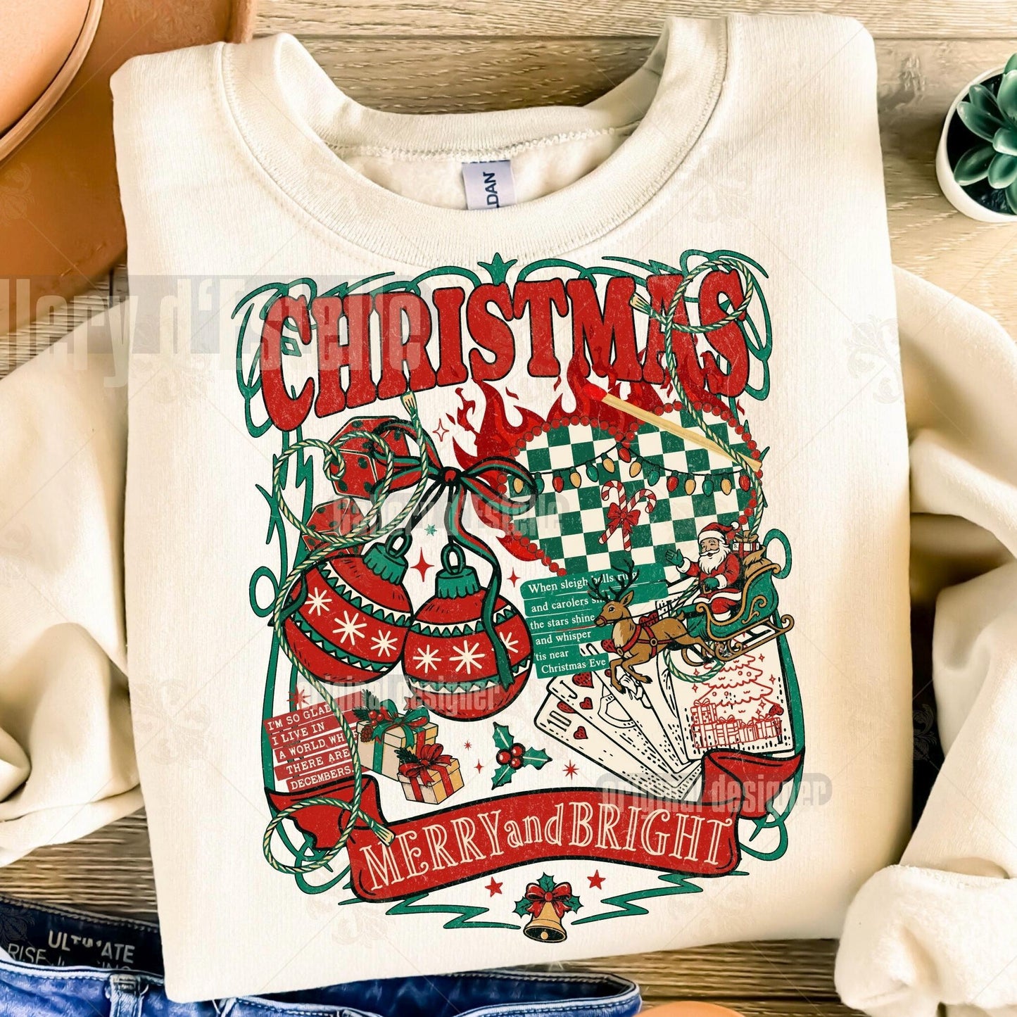 Retro Christmas Collage PNG, Vintage Holiday Graphic, Festive Santa Casino Design, Trendy Country Shirt Sublimation