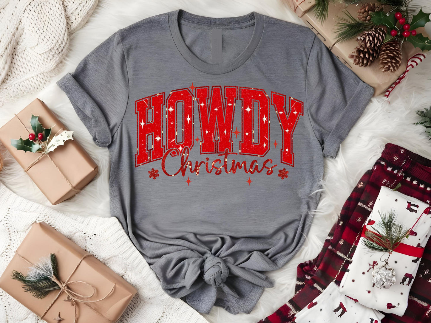 Howdy Christmas PNG, Retro Western Cowboy Holiday Quote, Festive Country Shirt Design
