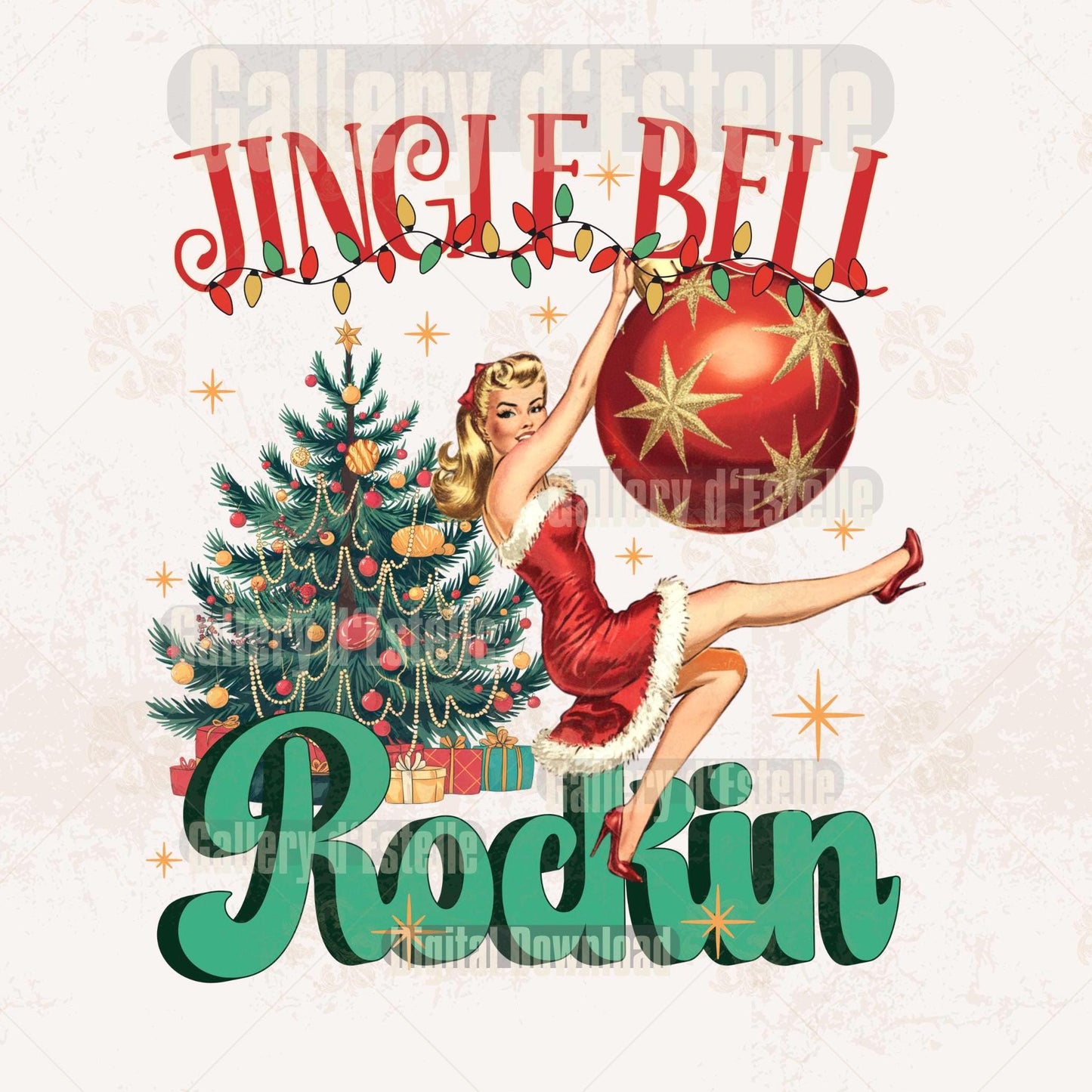 Retro Jingle Bell Rockin PNG, Nostalgic Vintage Christmas Graphic, Cute Holiday Shirt Design