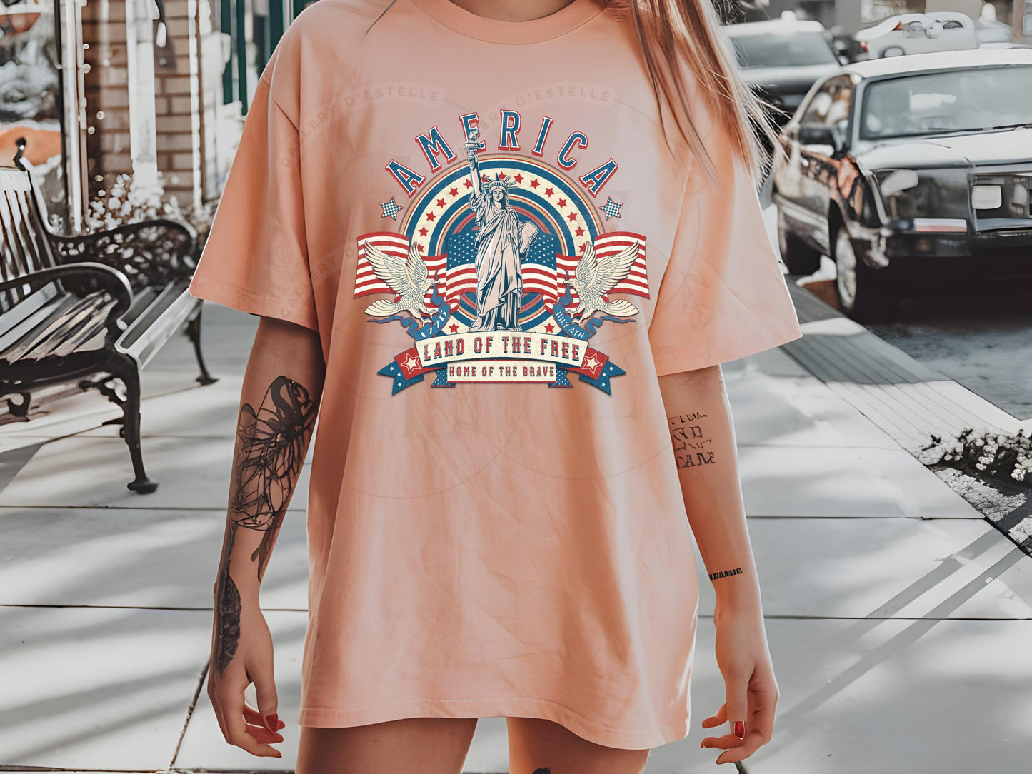 America Land of the Free PNG, Vintage USA Independence Day Shirt Design