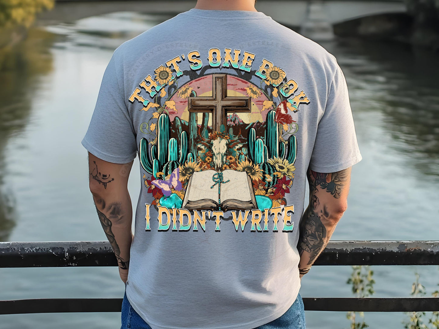 Western Christian Country PNG, Vintage Cowboy Faith Graphic, Religious Cowgirl Turquoise Bible Shirt Design