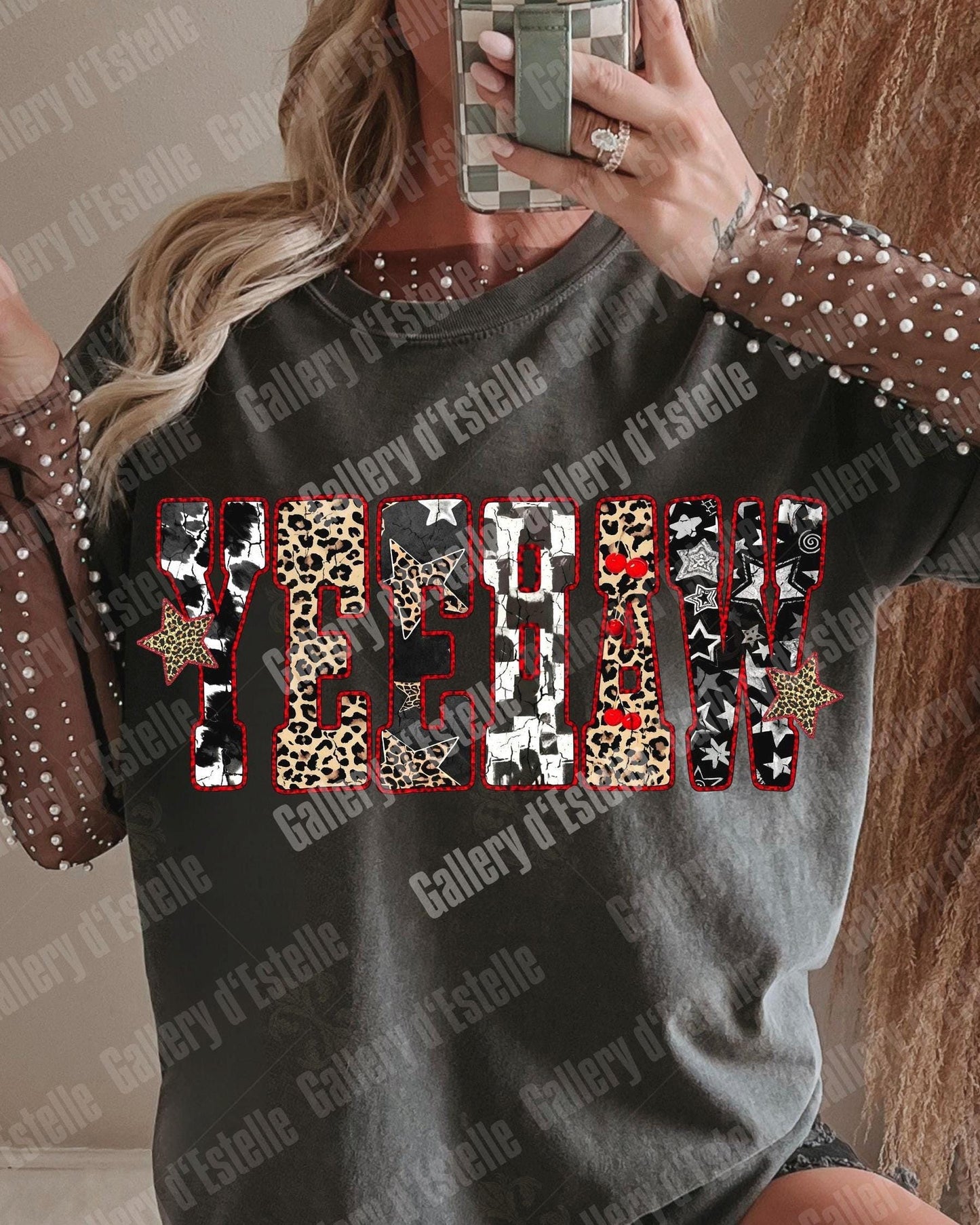 Edgy Western Yeehaw PNG, Retro Leopard Cowgirl Graphic, Yallternative Country Girl Shirt Design