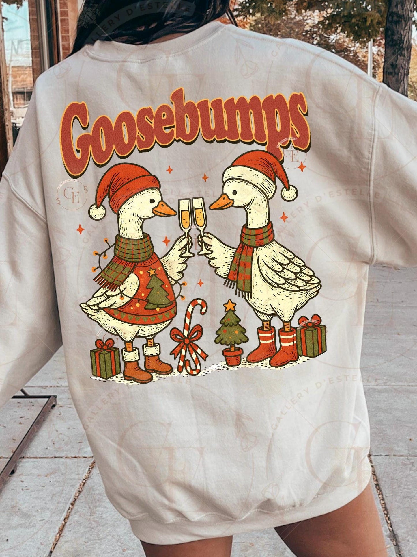 Goosebumps Christmas PNG, Festive Retro Goose Graphic, Cute Farmhouse Holiday Art, Trendy Country Christmas Shirt Design