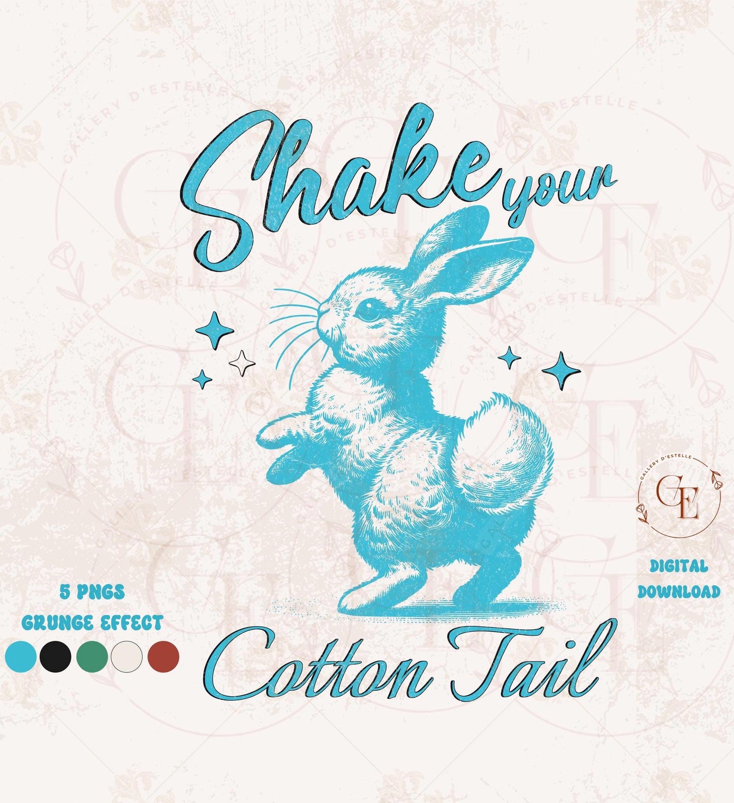 Sassy Retro Easter Bunny PNG, Shake Your Cotton Tail Graphic, Vintage Cute Rabbit Shirt Design