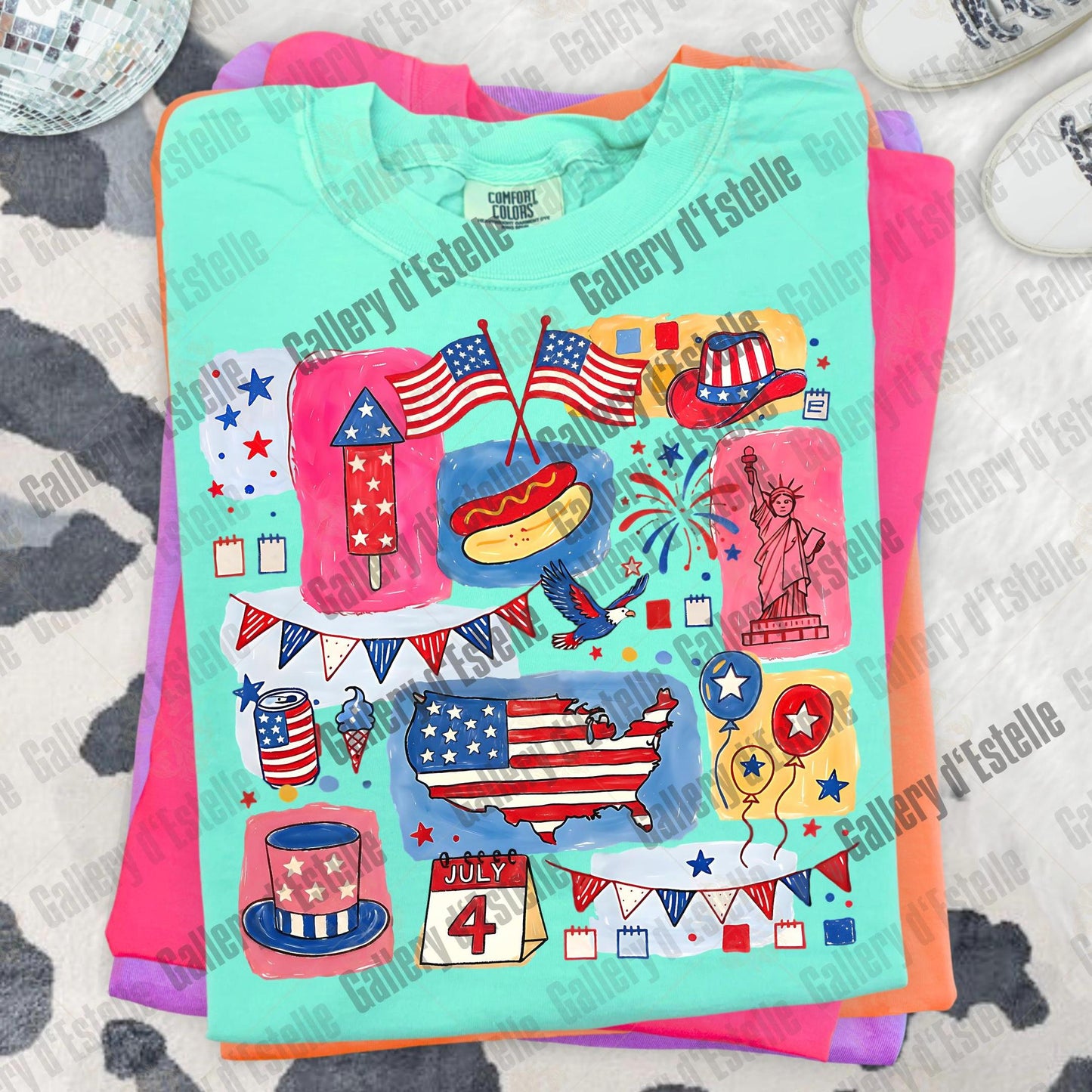 Retro 4th of July Collage PNG, Preppy Patriotic Americana Graphic, Trendy USA Shirt Design