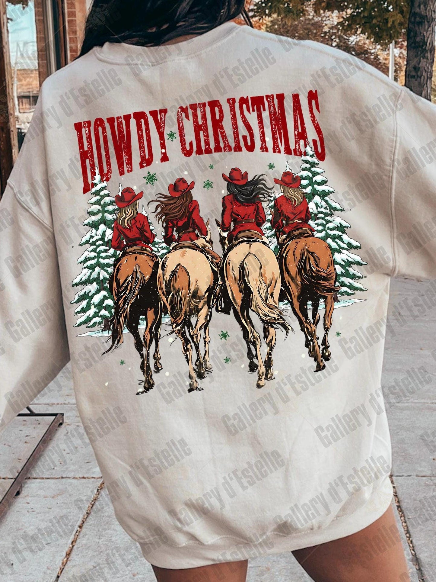 Western Howdy Christmas PNG, Retro Cowgirl Holiday Graphic, Festive Country Shirt Rodeo Design