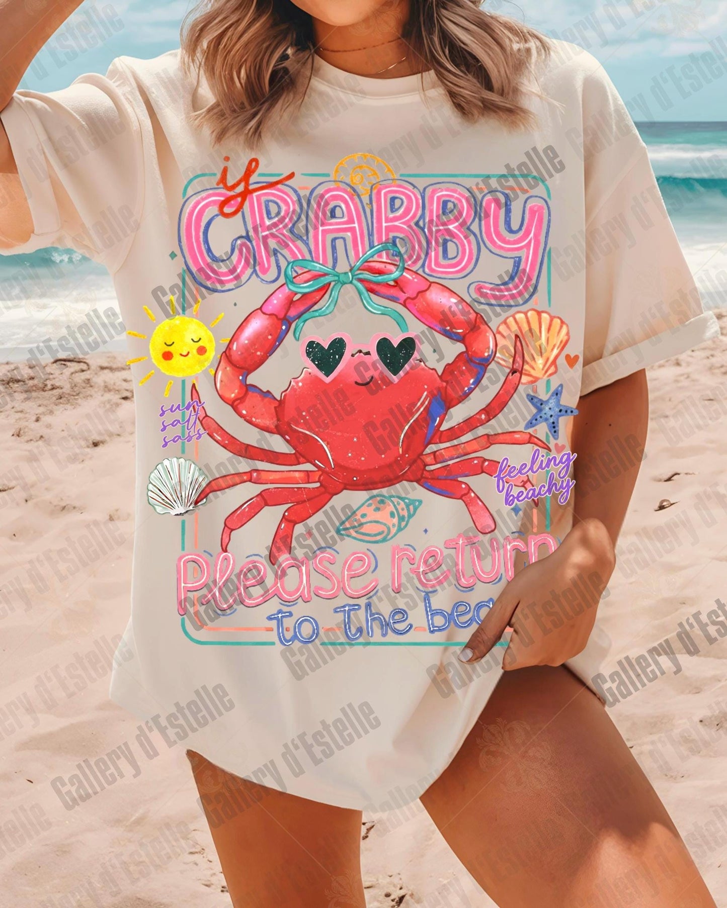 Retro Crabby Beach PNG, Funny Coastal Crab Graphic, Return to the Sea Shirt Design