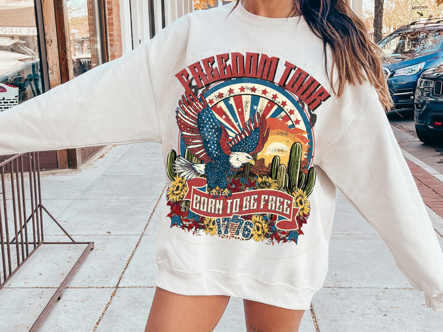 Freedom Tour Western PNG, American Eagle Independence Day Graphic, Edgy 4th of July Patriotic Shirt Design