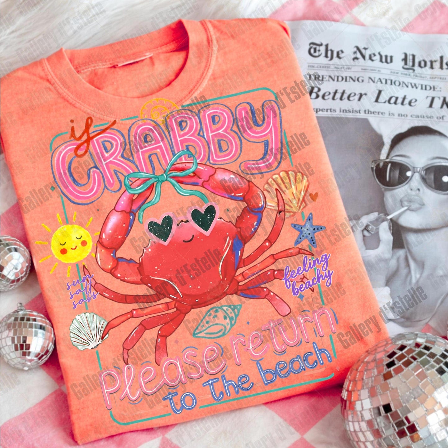 Retro Crabby Beach PNG, Funny Coastal Crab Graphic, Return to the Sea Shirt Design