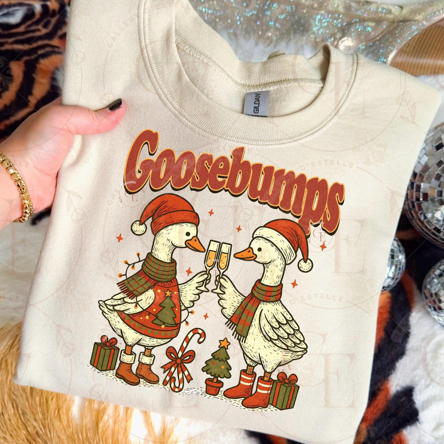 Goosebumps Christmas PNG, Festive Retro Goose Graphic, Cute Farmhouse Holiday Art, Trendy Country Christmas Shirt Design