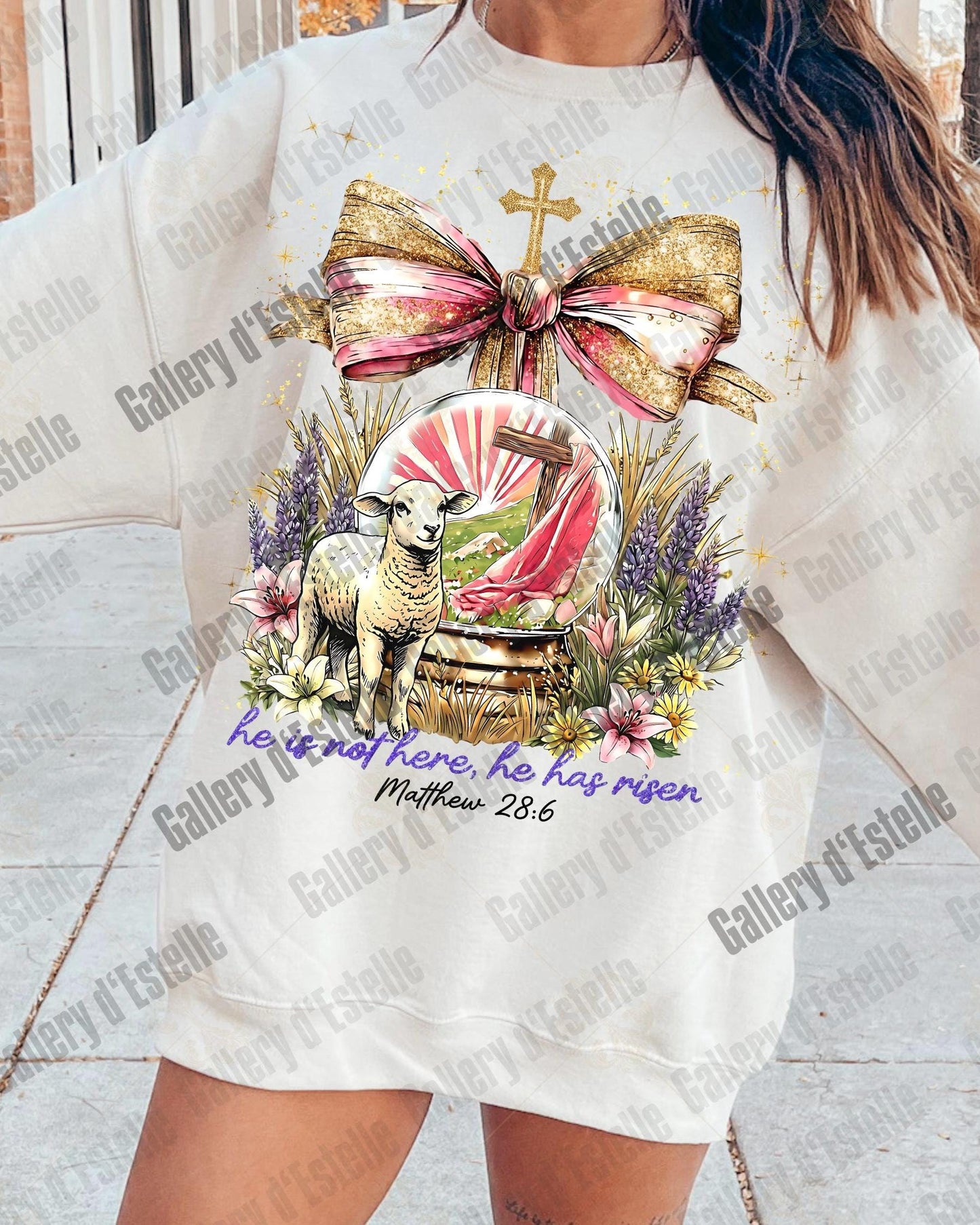 He Is Not Here He Has Risen PNG, Christian Resurrection Graphic, Vintage Religious Art, Coquette Faith Shirt Design
