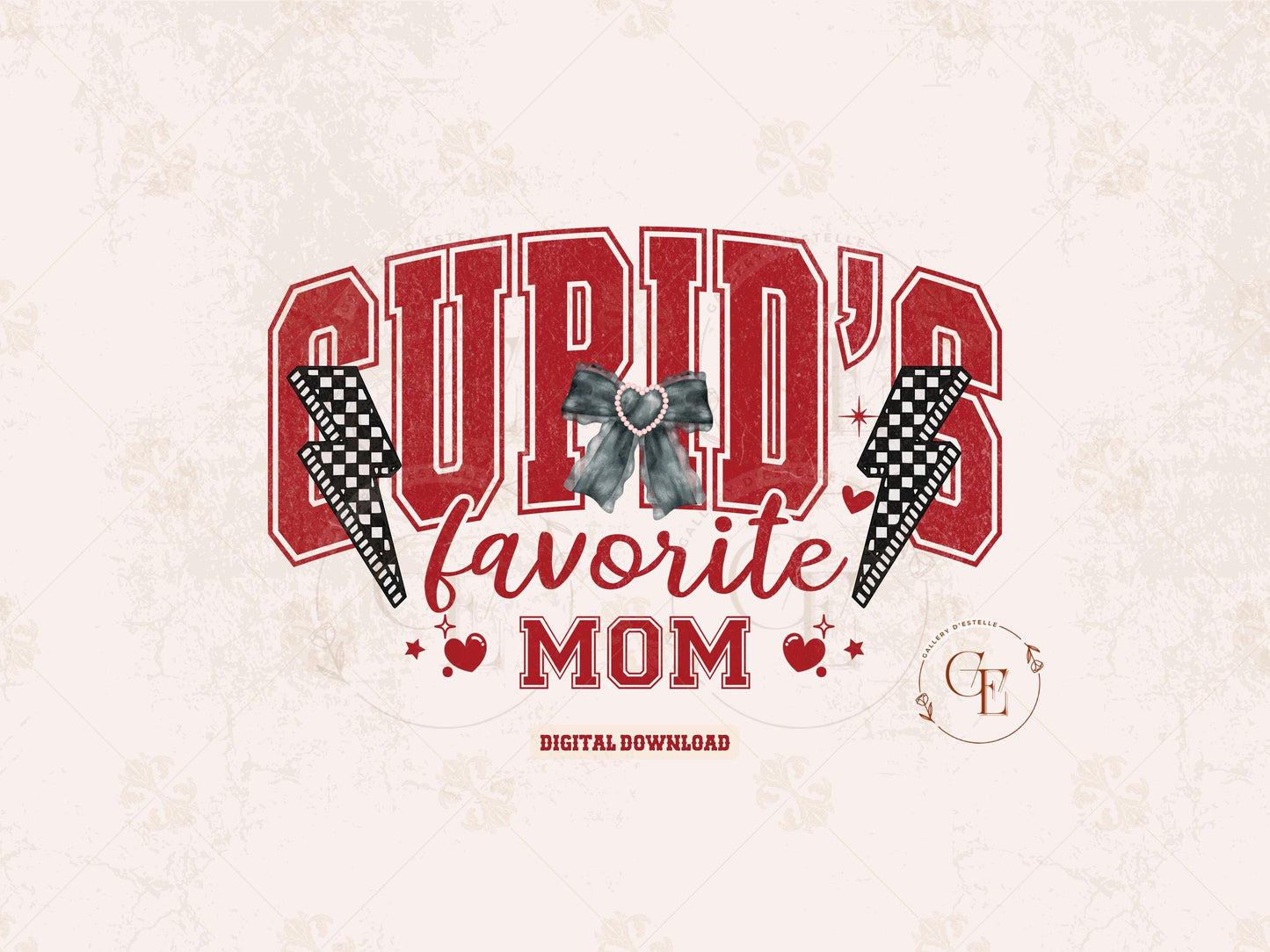 Cupid's Favorite Mom PNG, Retro Coquette Valentine Mama Graphic, Trendy Mother Shirt Design