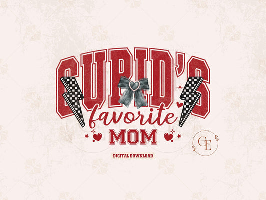 Cupid's Favorite Mom PNG, Retro Coquette Valentine Mama Graphic, Trendy Mother Shirt Design