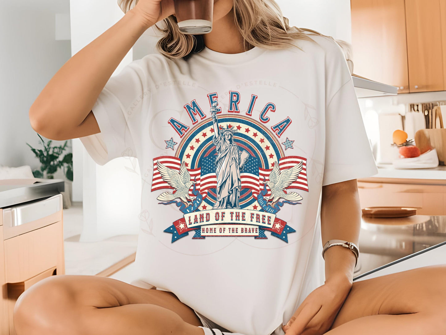 America Land of the Free PNG, Vintage USA Independence Day Shirt Design