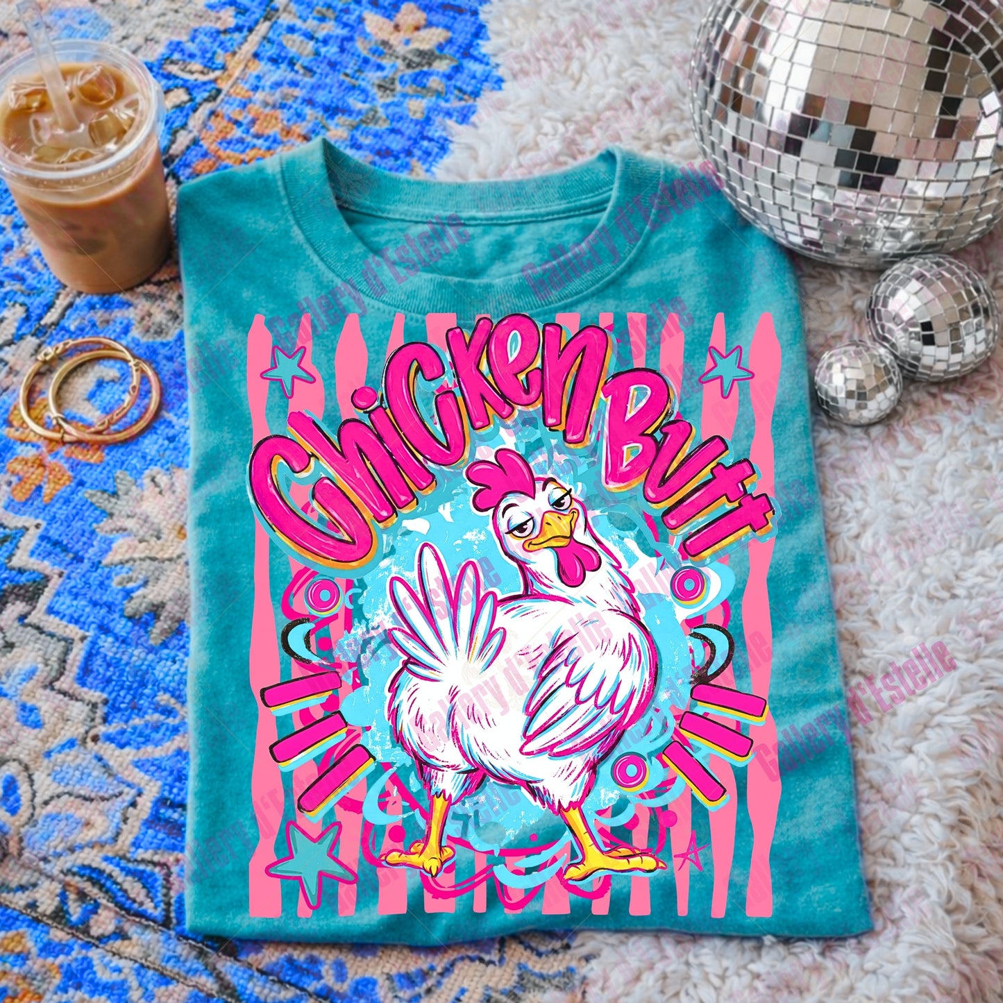 Guess What Chicken Butt PNG, Funny Retro Chicken Graphic, Preppy Boutique Matching Shirt Design
