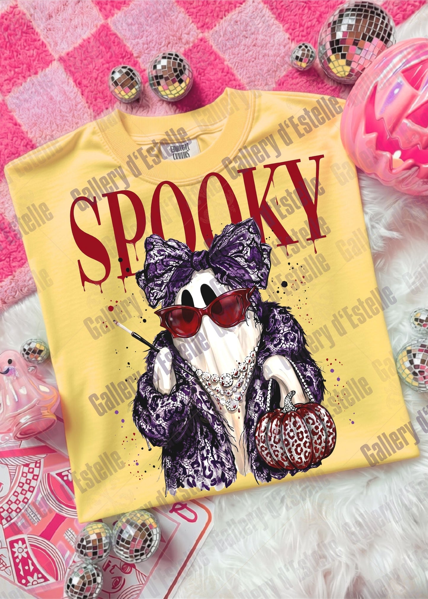 Preppy Spooky Ghost PNG, Coquette Halloween Graphic, Trendy Glam Ghost Shirt Design