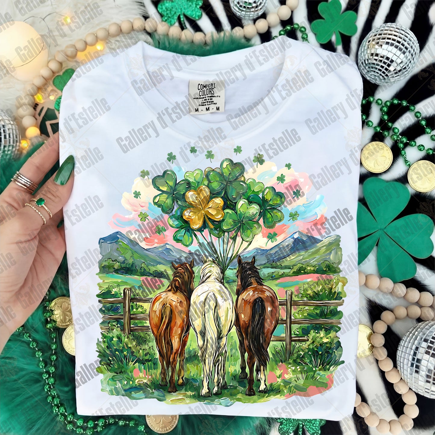 Western St Patrick’s Horse PNG, Lucky Shamrock Rodeo Art, Preppy Country Shirt Design