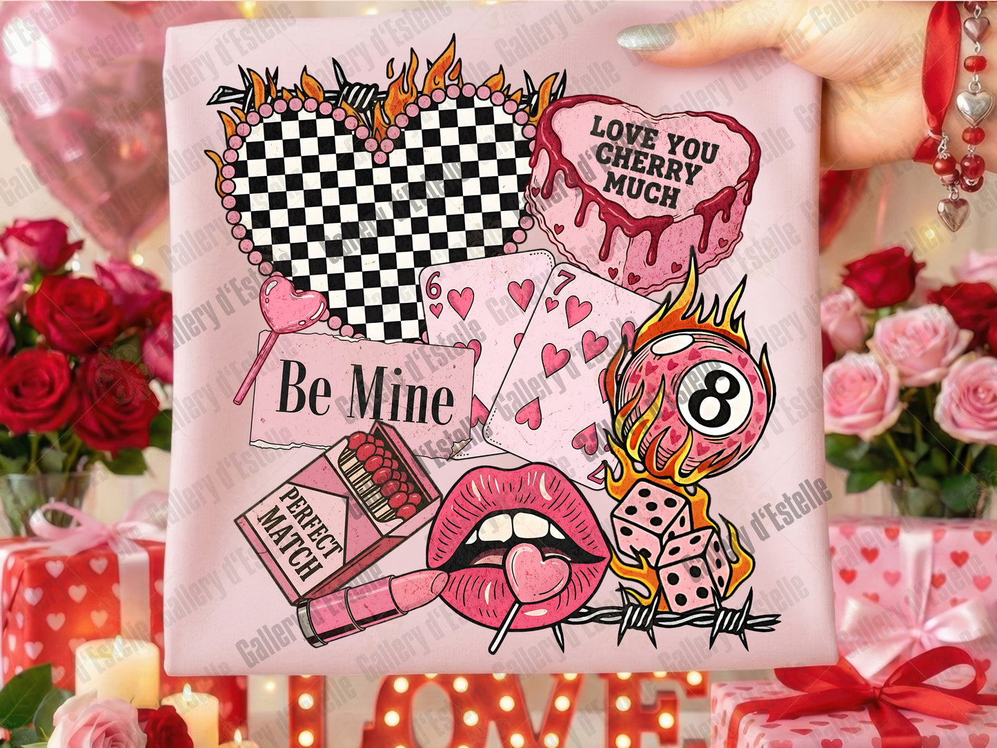 Retro Valentine Collage PNG, Edgy Y2K Casino Graphic, Western Cowgirl Love Art, Trendy VDay Shirt Design