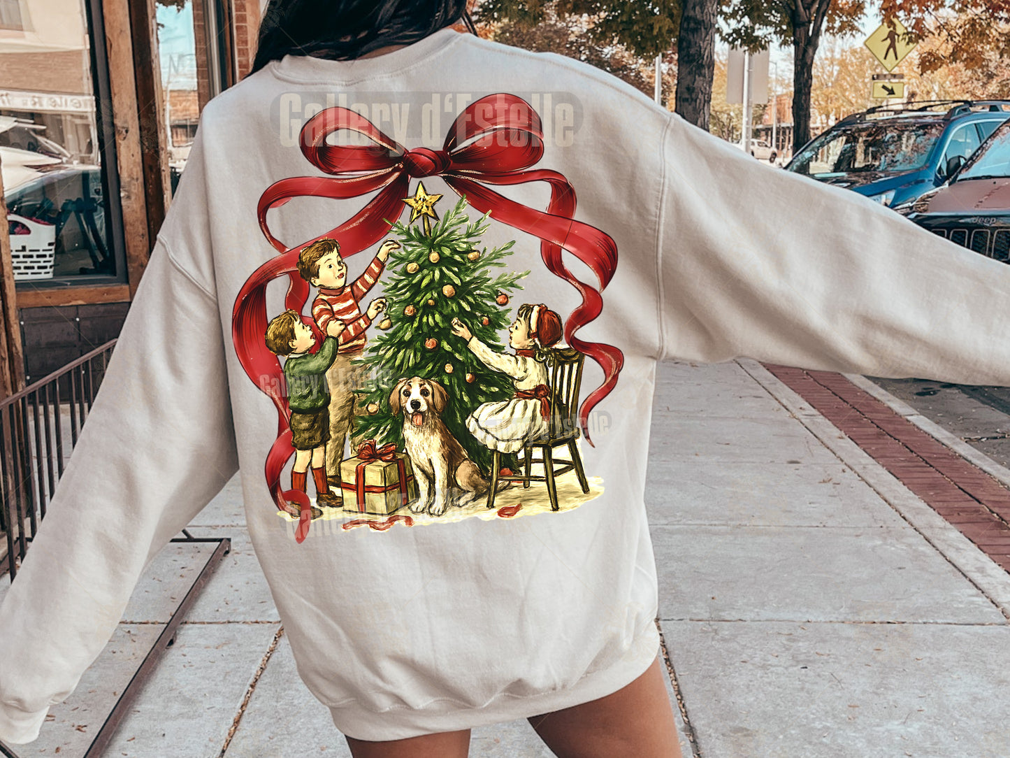 Coquette Retro Christmas PNG, Vintage Holiday Kids Illustration, Nostalgic Festive Shirt Sublimation