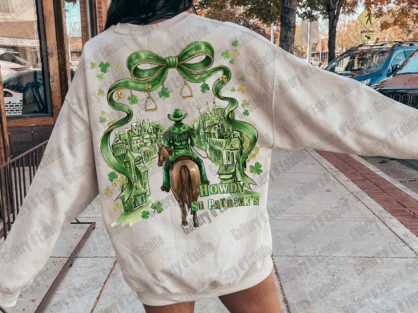 Howdy St Patrick’s Cowboy PNG, Preppy Western Rodeo Art, Coquette Lucky Shirt Design