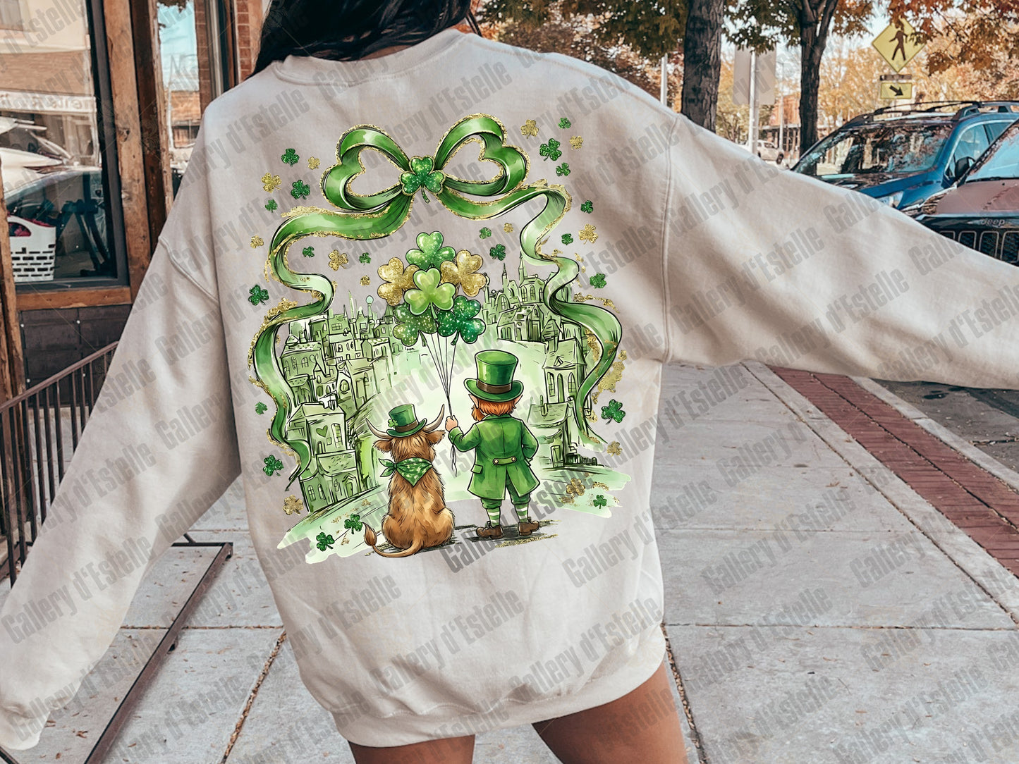 Coquette St Patrick’s Day PNG, Retro Highland Cow Illustration, Lucky Leprechaun Art, Whimsical St Paddy’s Shirt Design