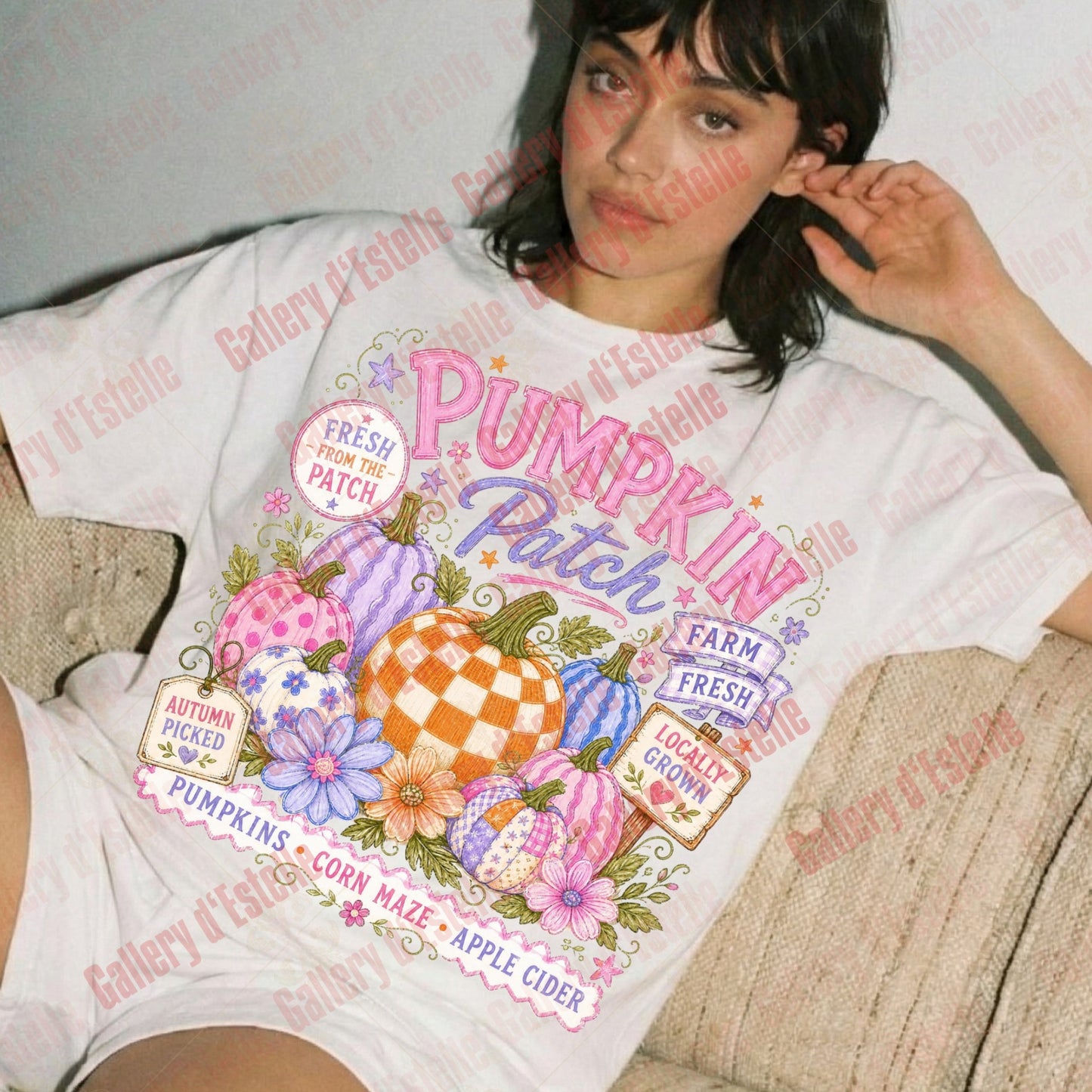 Retro Pumpkin Patch PNG, Colorful Autumn Graphic, Coquette Fall Shirt Design