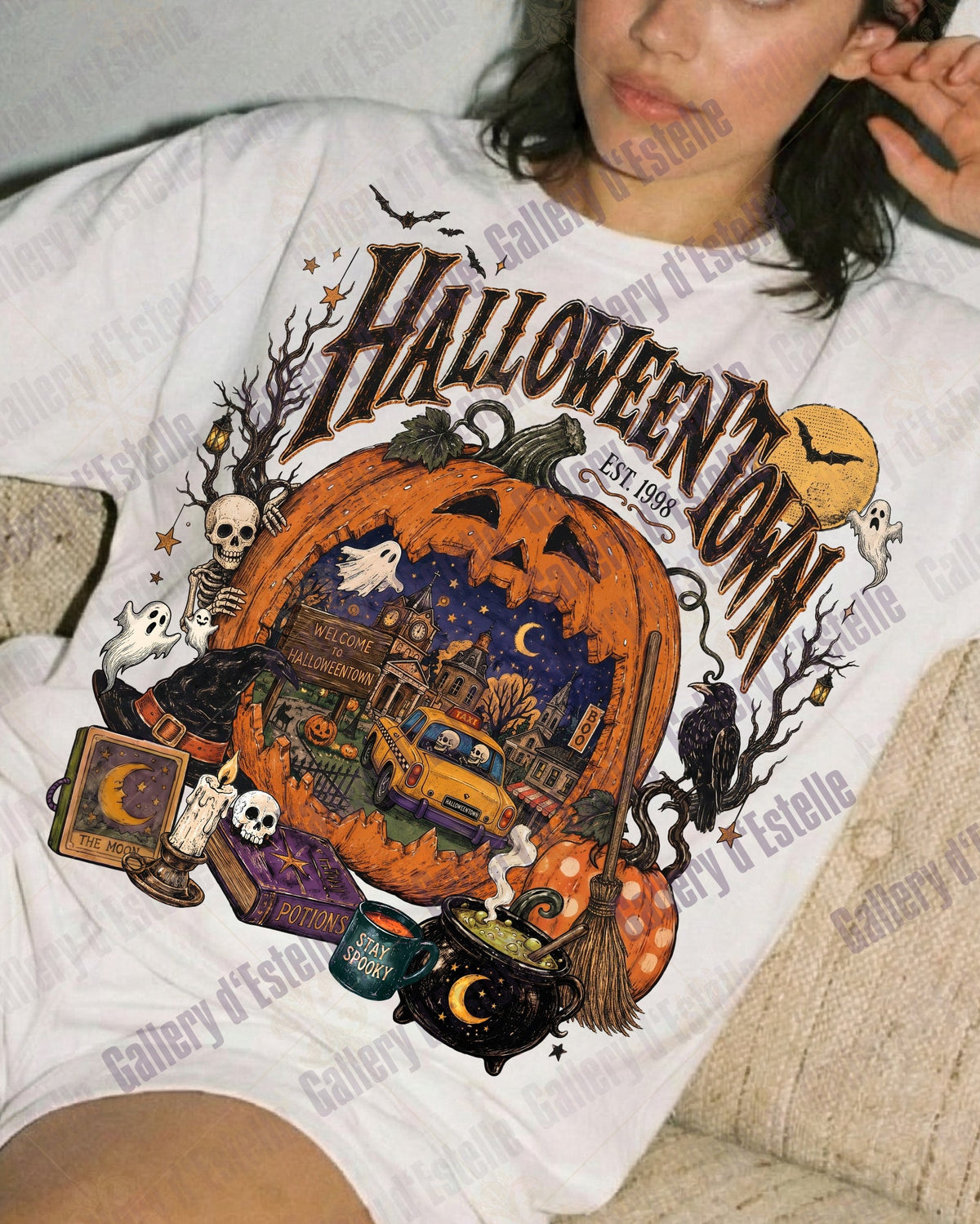 Vintage Halloweentown PNG, Retro Haunted Town Graphic, Spooky Halloween Pumpkin Shirt Design