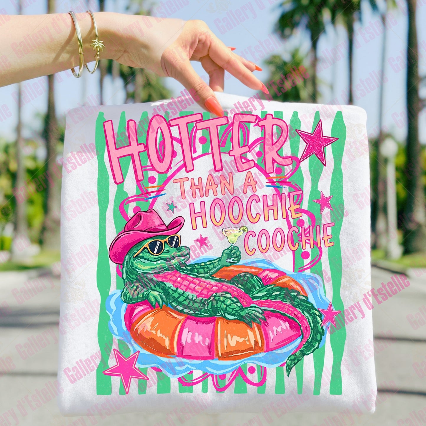 Hoochie Coochie Gator PNG, Funny Sarcastic Alligator Graphic, Preppy Boutique Summer Shirt Design