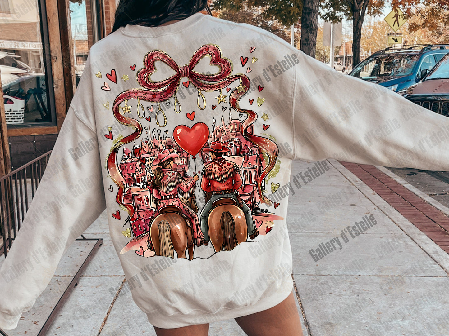 Coquette Western Valentine PNG, Retro Cowgirl Love Illustration, Preppy Cowboy Rodeo Graphic, Romantic Shirt Design