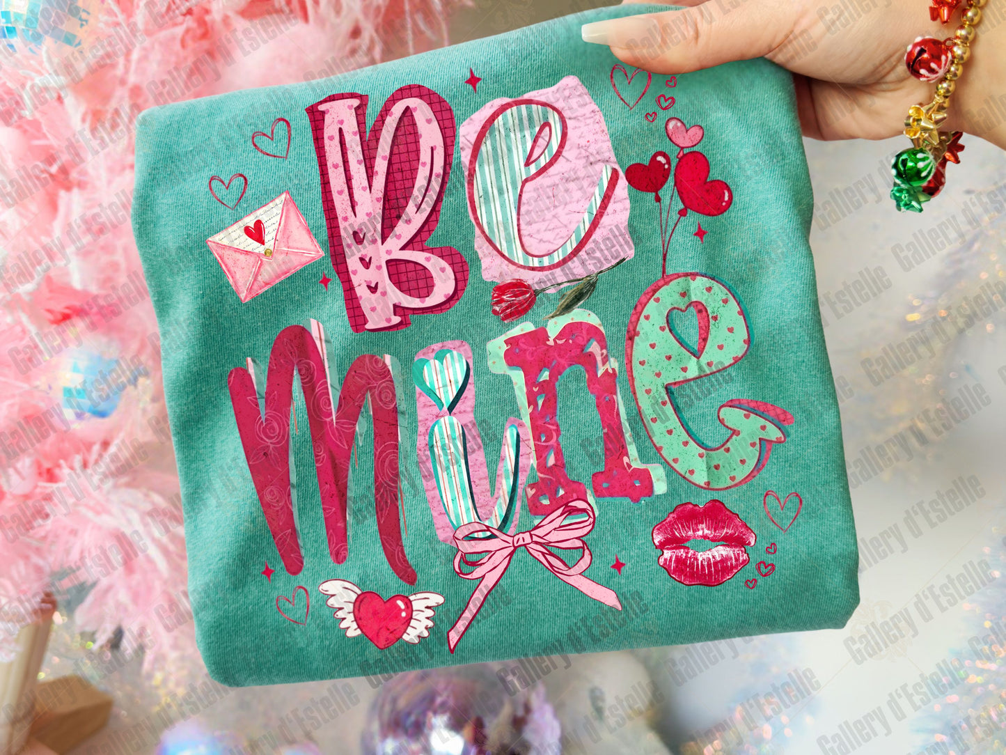 Retro Be Mine PNG, Valentine Magazine Letter Collage, Coquette Love Design, Trendy V-Day Shirt Design