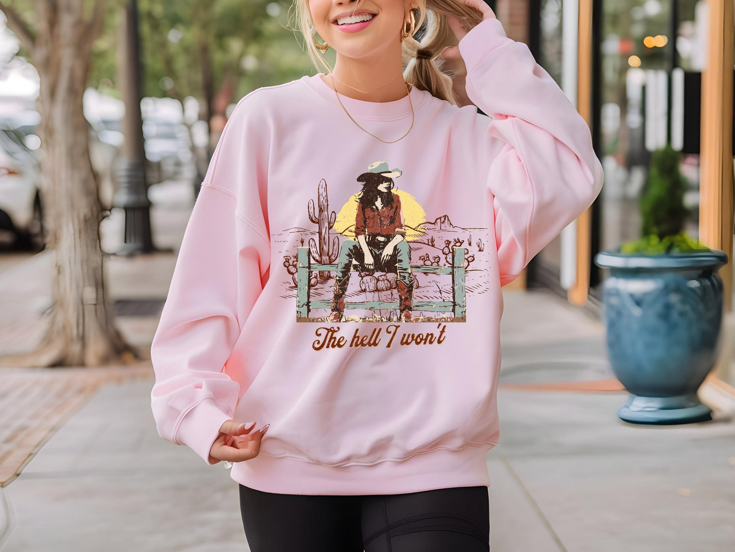 The Hell I Won't Country PNG, Rustic Western Cowgirl Style Graphic, Trendy Retro Cowgirl Rodeo Shirt Design