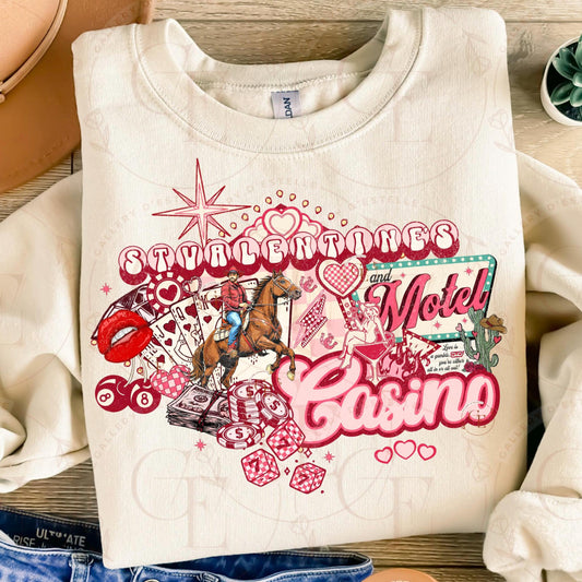 St. Valentines Casino and Motel Western PNG, Retro Vegas Style Collage, Lucky Cowboy Casino Graphic, Edgy Love Shirt Design