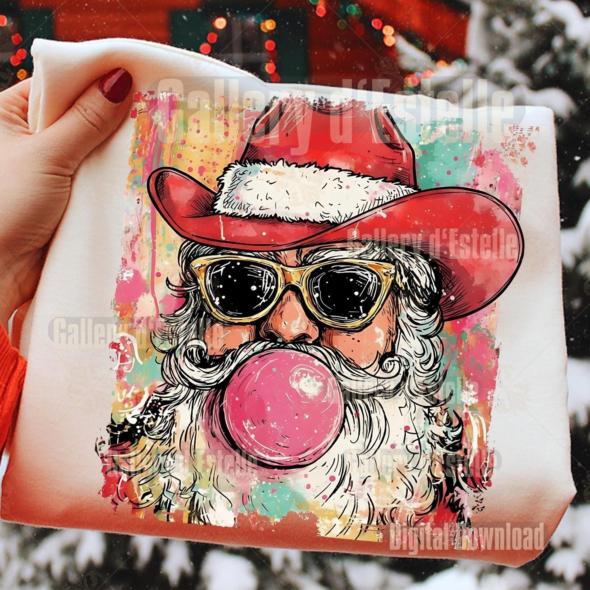 Western Santa PNG, Festive Cowboy Christmas Graphic, Preppy Holiday Country Shirt Design