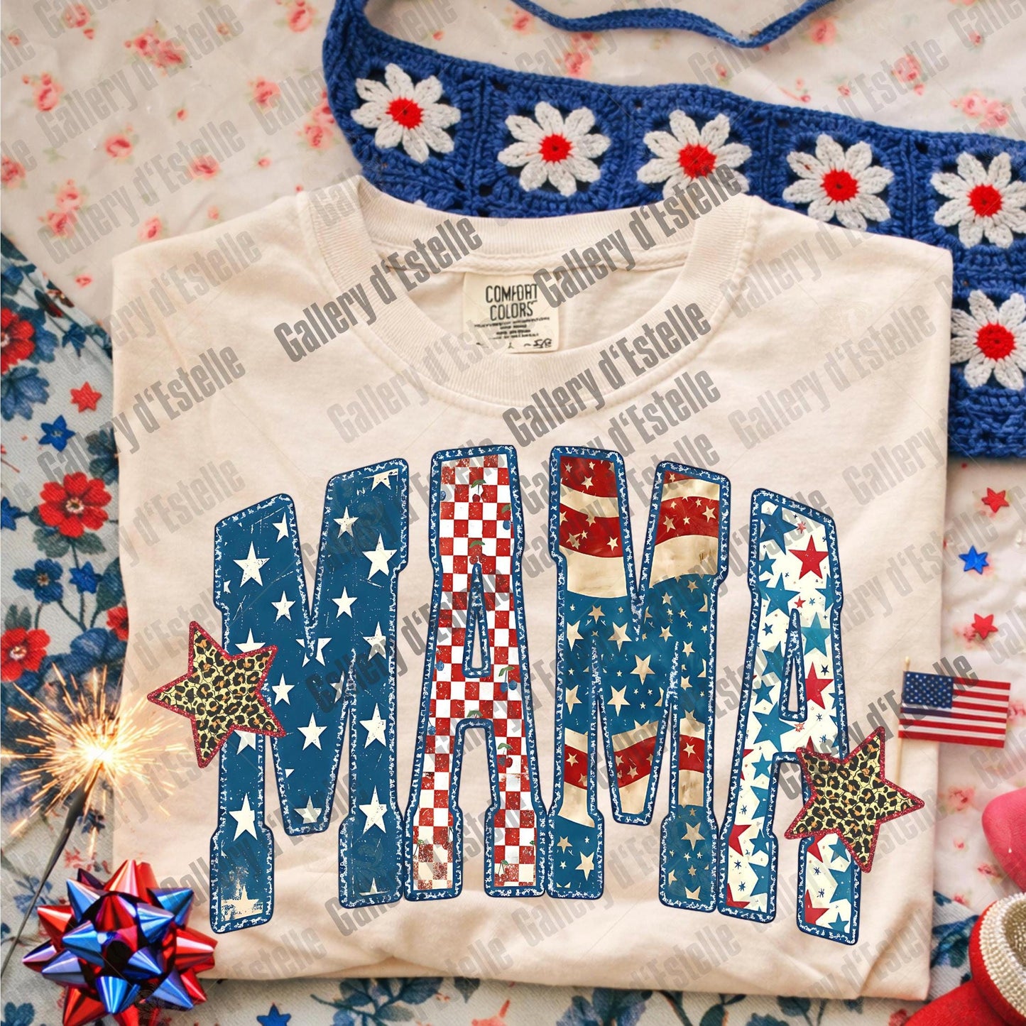 Y2K Patriotic Mama PNG, Preppy Americana Checkered Graphic, Edgy 4th of July Mom Shirt Design